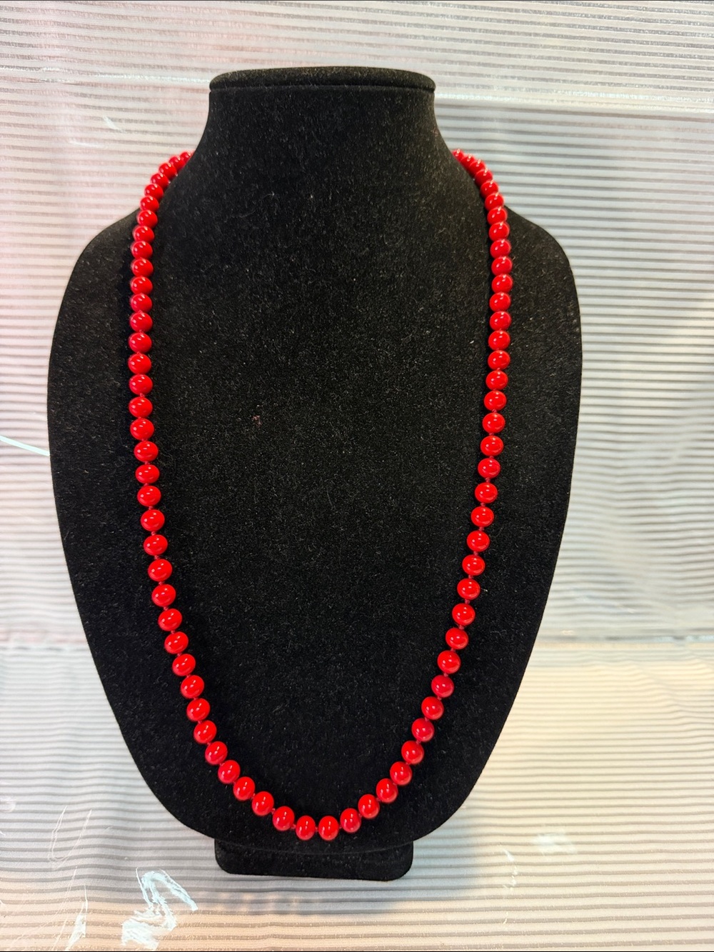 Monet Bright Red Beaded Single-Strand Necklace